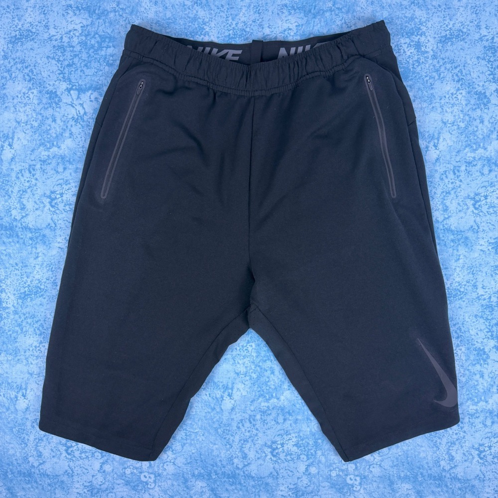 Nike Dri-FIT Men Black Training Shorts Size M AQ2761-010 Zipper Pockets